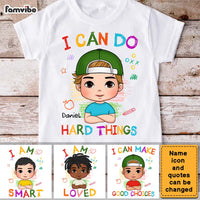 Personalized Gift For Grandson Affirmation I Can Do Hard Things Kid T Shirt 27315 thumb 1