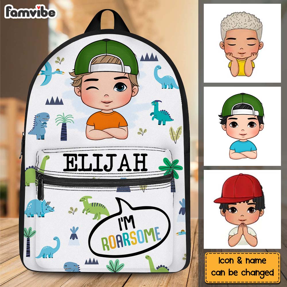 Personalized Gift For Grandson Back To School I Am Roarsome BackPack 27318 Primary Mockup