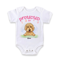 Personalized Gift For Newborn Baby Shower Protected By Dog Baby Onesie 27319 thumb 1