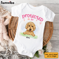 Personalized Gift For Newborn Baby Shower Protected By Dog Baby Onesie 27319 thumb 1