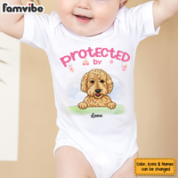 Personalized Gift For Newborn Baby Shower Protected By Dog Baby Onesie 27319 thumb 1