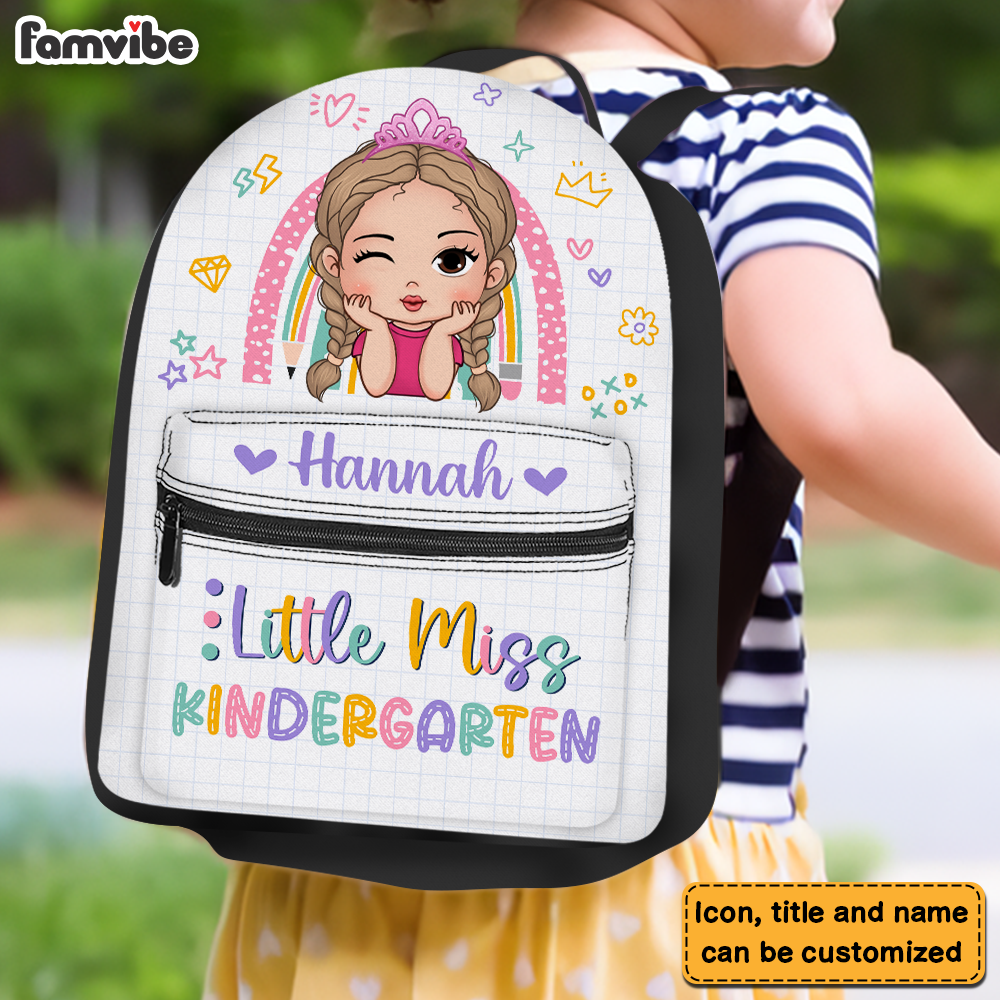 Personalized Gift For Granddaughter Little Miss Kindergarten Back To School BackPack 27323 Primary Mockup