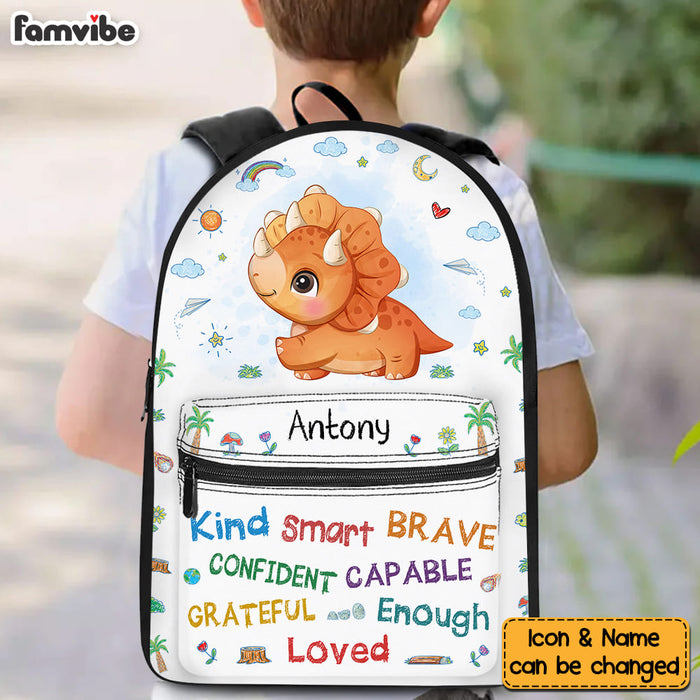Personalized Gift For Grandson Dinosaur Kind Brave Smart BackPack 27324 1