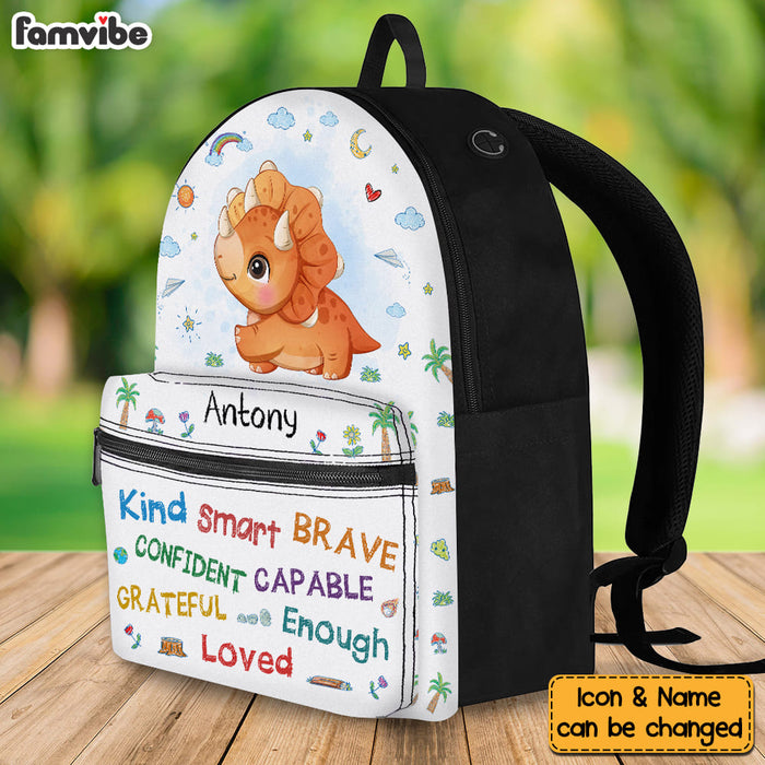 Personalized Gift For Grandson Dinosaur Kind Brave Smart BackPack 27324 1