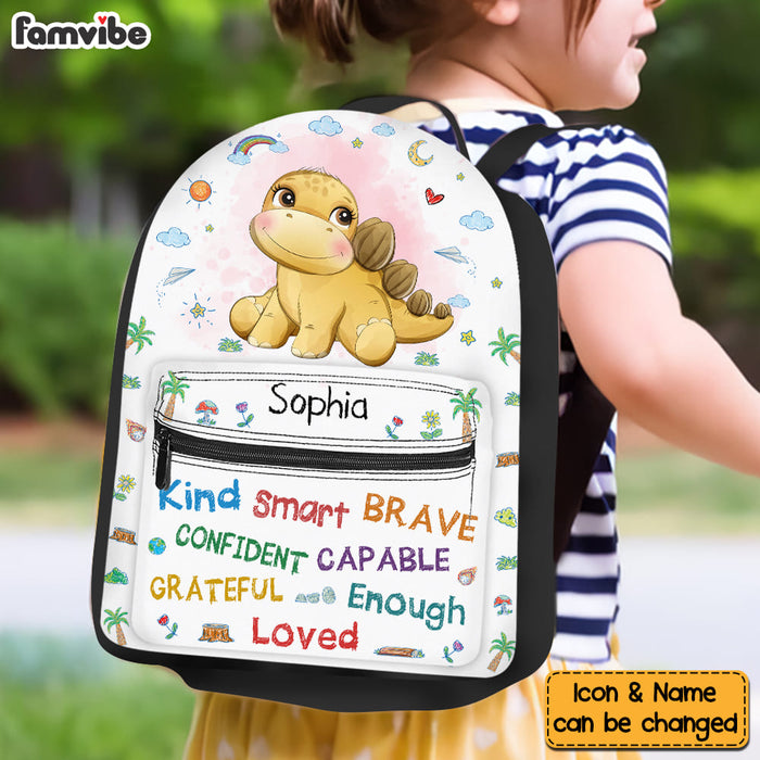 Personalized Gift For Grandson Dinosaur Kind Brave Smart BackPack 27324 1