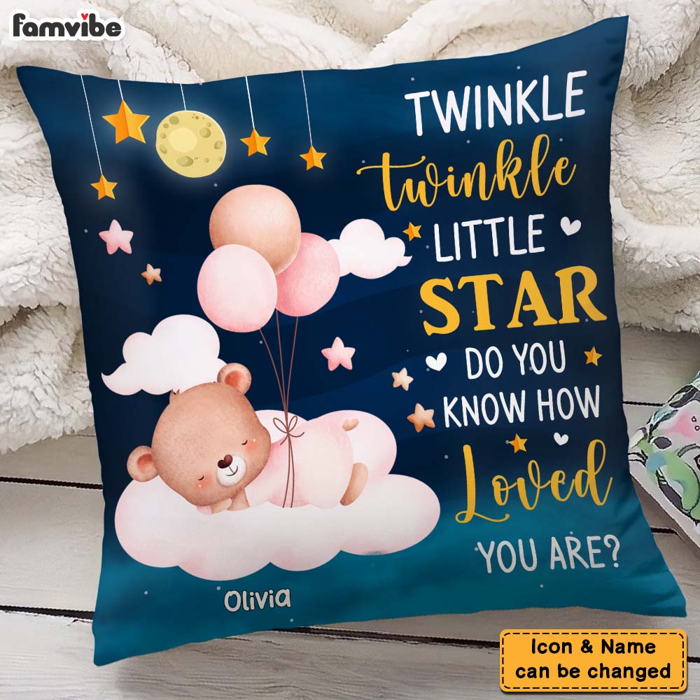 Personalized Gift For Newborn Baby Bear Twinkle Twinkle Little Star Pillow 27330 Primary Mockup