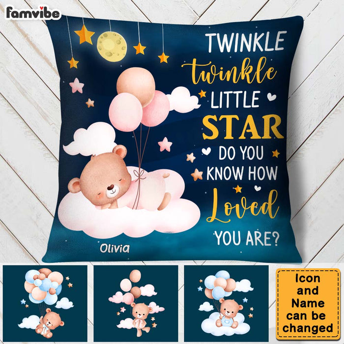 Personalized Gift For Newborn Baby Bear Twinkle Twinkle Little Star Pillow 27330 1