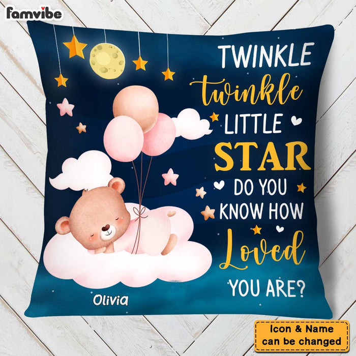 Personalized Gift For Newborn Baby Bear Twinkle Twinkle Little Star Pillow 27330 1