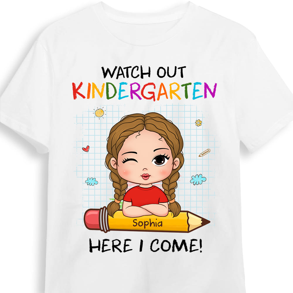 Personalized Back To School First Day Of School Gift For Granddaughter Watch Out Here I Come Kid T Shirt 27341 Mockup 2