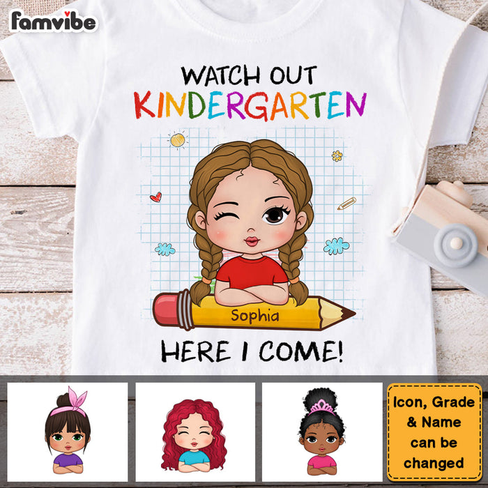 Personalized Back To School First Day Of School Gift For Granddaughter Watch Out Here I Come Kid T Shirt 27341 1