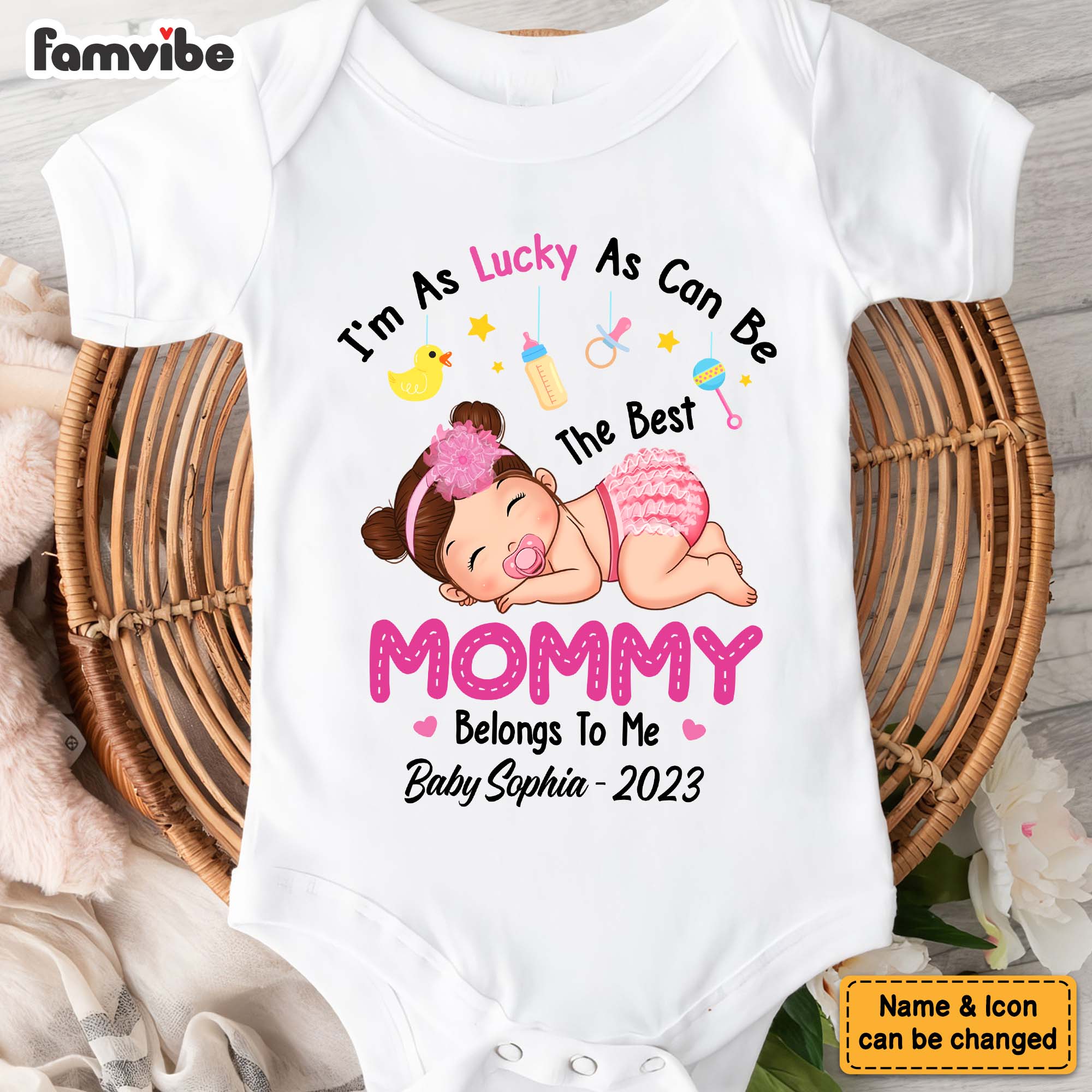 Personalized Gift For Newborn Baby I'm As Lucky As Can Be Baby Onesie 27342 Primary Mockup