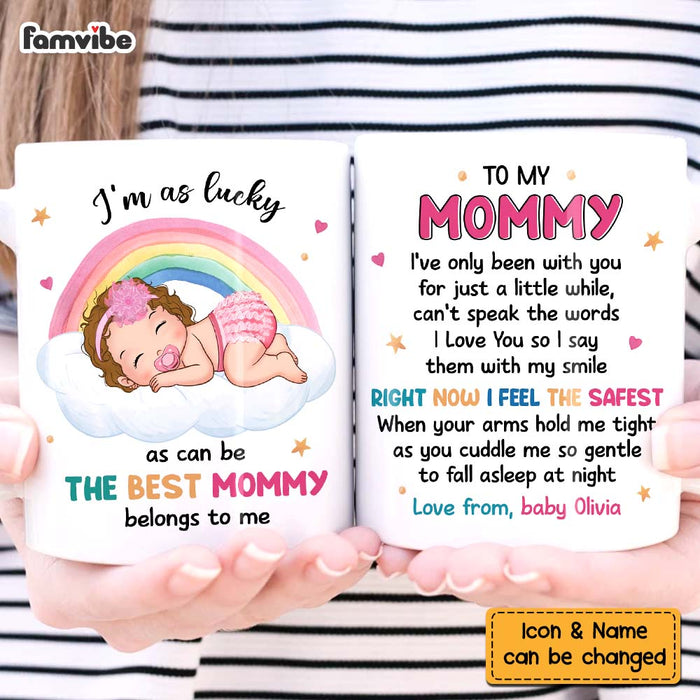 Personalized Gift For Daughter New Mom Baby Sleeping Right Now I Feel The Safest Mug 27348 1