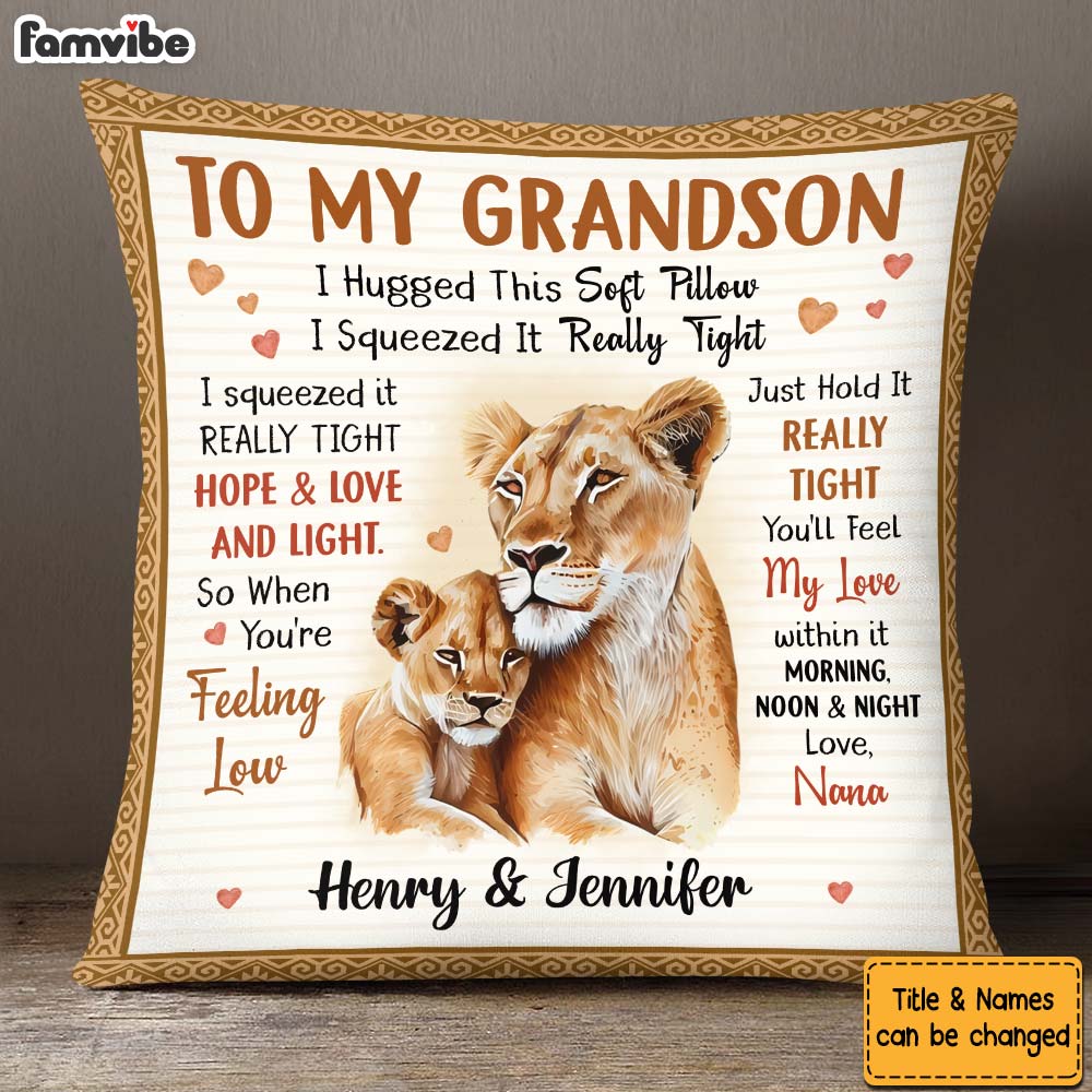 Personalized Gift For Grandson Lion Hug This Pillow 27350 Primary Mockup