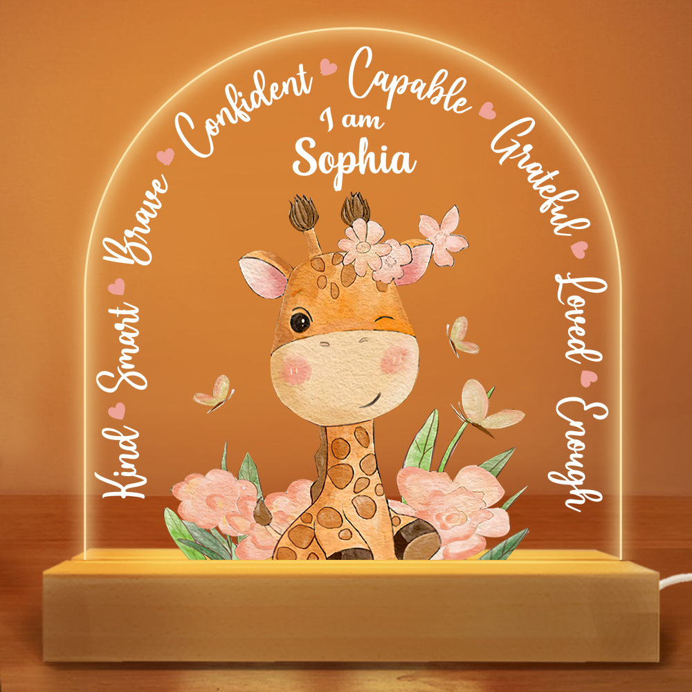Personalized Gift For Granddaughter Animal Affirmation Plaque LED Lamp Night Light 27351 Primary Mockup
