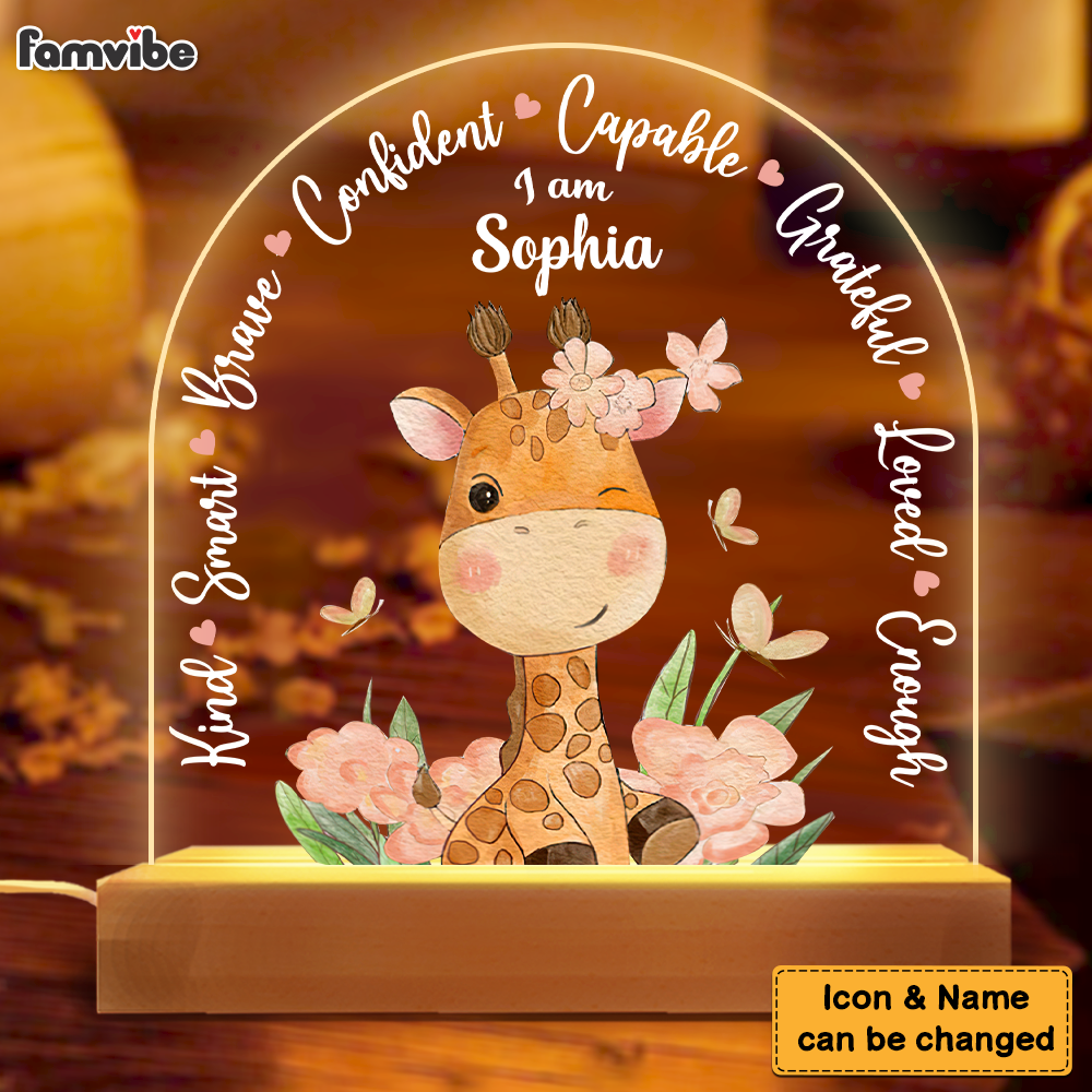Personalized Gift For Granddaughter Animal Affirmation Plaque LED Lamp Night Light 27351 Primary Mockup