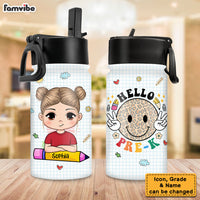 Personalized Gift For Granddaughter Hello  School Kids Water Bottle With Straw Lid 27355 thumb 1