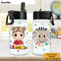 Personalized Gift For Granddaughter Hello  School Kids Water Bottle With Straw Lid 27355 thumb 1