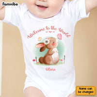 Personalized Gift For Baby Girl Welcome To The World Rabbit Baby Onesie 27357 thumb 1
