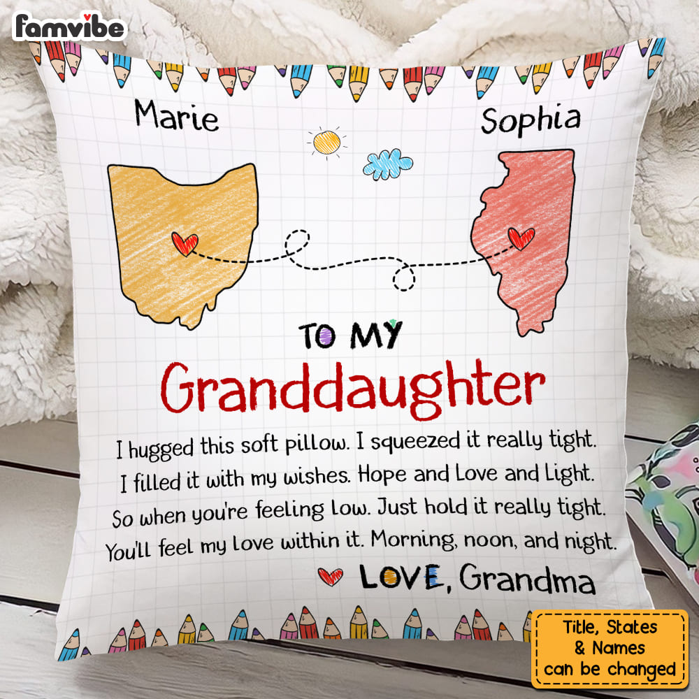 Personalized Gift For Granddaughter Long Distance Hug This Pillow 27361 Primary Mockup
