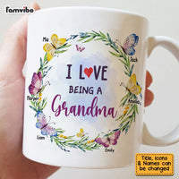Personalized Gift For Grandma I Love Being A Grandma Butterfly Wreath Mug 27372 thumb 1