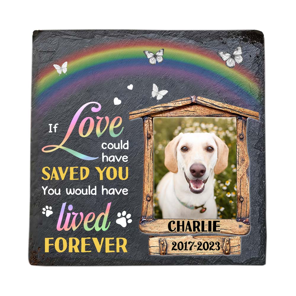 Personalized Pet Loss Gift If Love Could Have Saved You Square Memorial Stone 27373 Primary Mockup