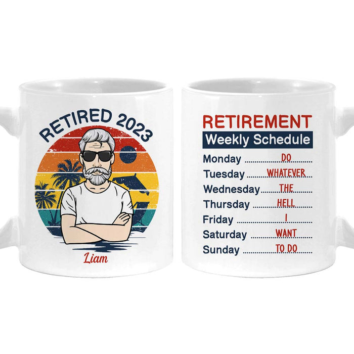 Personalized Gift For Grandpa Retired Retirement Weekly Schedule Mug 27376 1