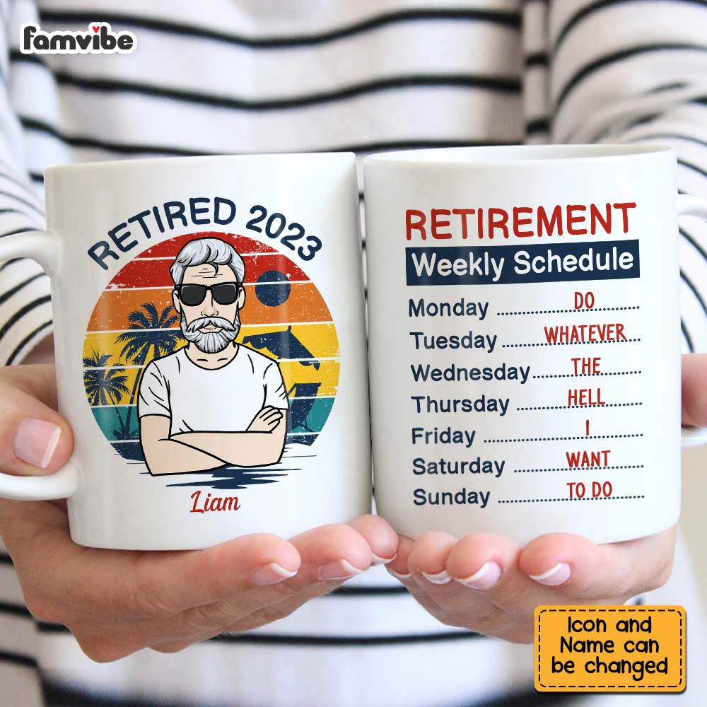 Personalized Gift For Grandpa Retired Retirement Weekly Schedule Mug 27376 Primary Mockup