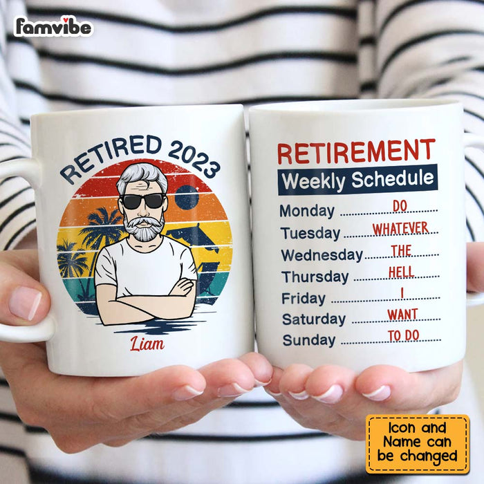 Personalized Gift For Grandpa Retired Retirement Weekly Schedule Mug 27376 1