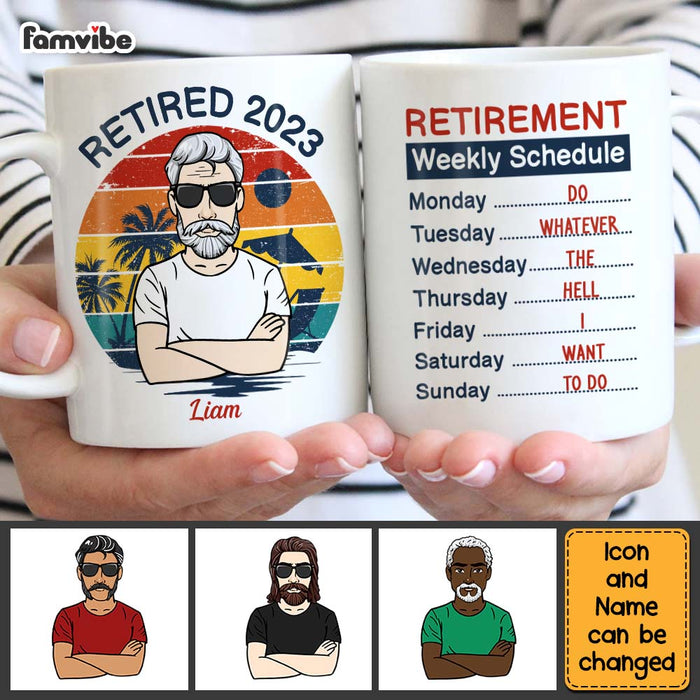 Personalized Gift For Grandpa Retired Retirement Weekly Schedule Mug 27376 1