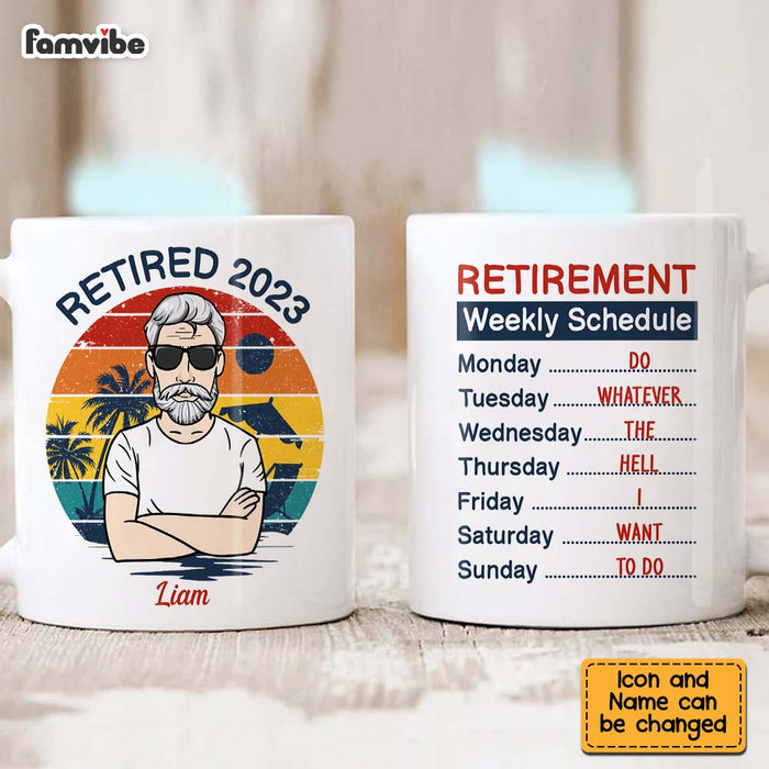 Personalized Gift For Grandpa Retired Retirement Weekly Schedule Mug 27376 1