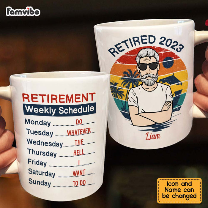 Personalized Gift For Grandpa Retired Retirement Weekly Schedule Mug 27376 1