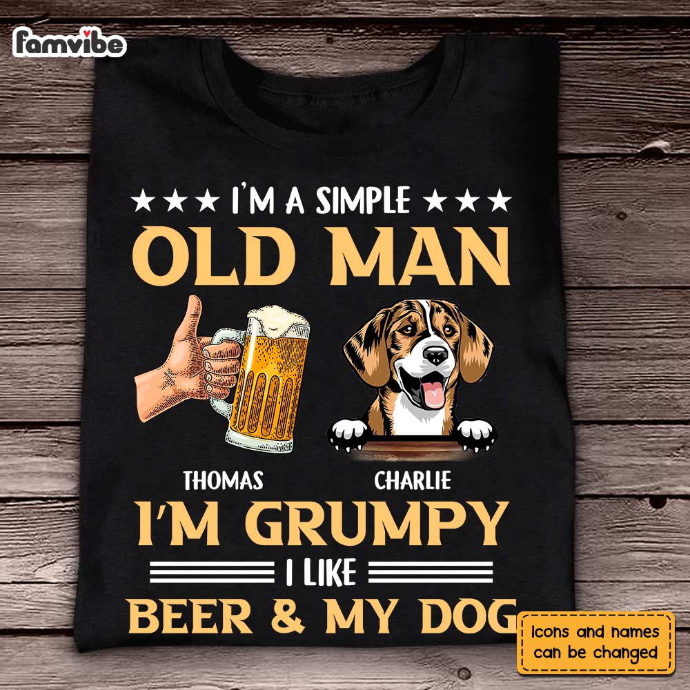 Personalized Gift For Dog Dad Grumpy Old Man Likes Beer And Dogs Shirt Hoodie Sweatshirt 27381 Primary Mockup