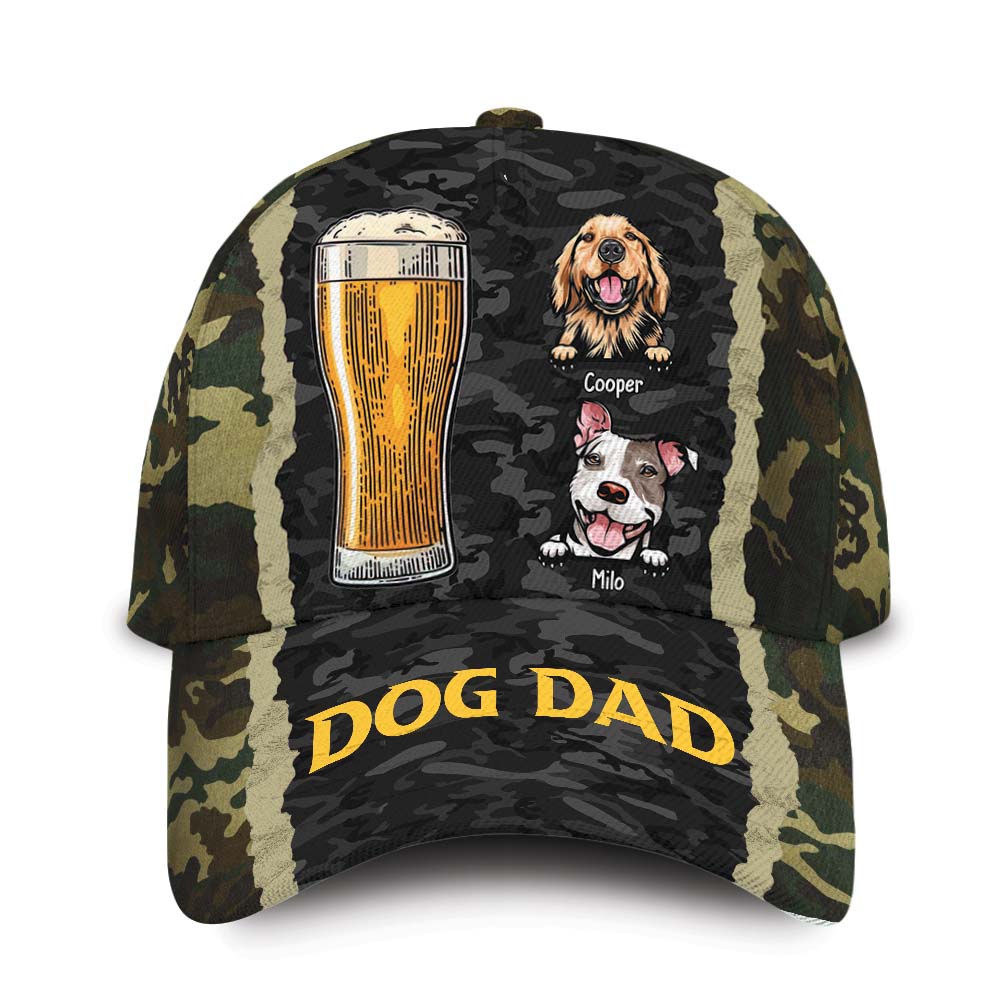Personalized Gift For Dog Dad Loves Beer And Drinks Camouflage Cap 27382 Primary Mockup