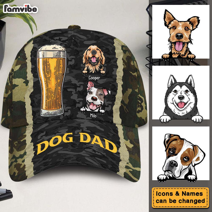 Personalized Gift For Dog Dad Loves Beer And Drinks Camouflage Cap 27382 1