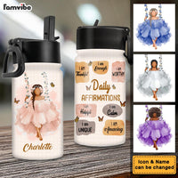 Personalized Daily Affirmation Gift For Granddaughter I am Thankful Kids Water Bottle With Straw Lid 27386 thumb 1