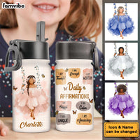 Personalized Daily Affirmation Gift For Granddaughter I am Thankful Kids Water Bottle With Straw Lid 27386 thumb 1