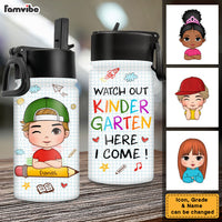 Personalized Gift For Grandson Watch Out Here I Come Kids Water Bottle With Straw Lid 27389 thumb 1