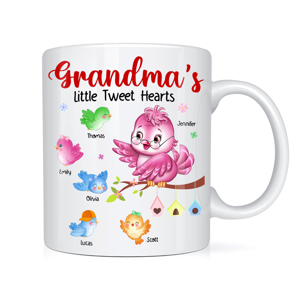 Personalized Gift For Grandma Bird Grandma's Little Tweet Heart Mug 27398 Primary Mockup