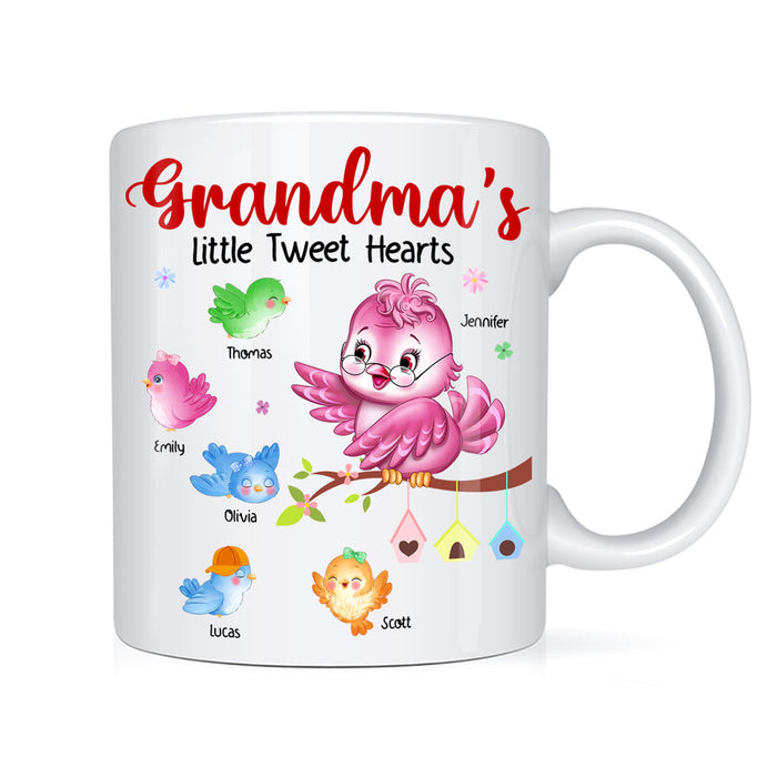 Personalized Gift For Grandma Bird Grandma's Little Tweet Heart Mug 27398 1