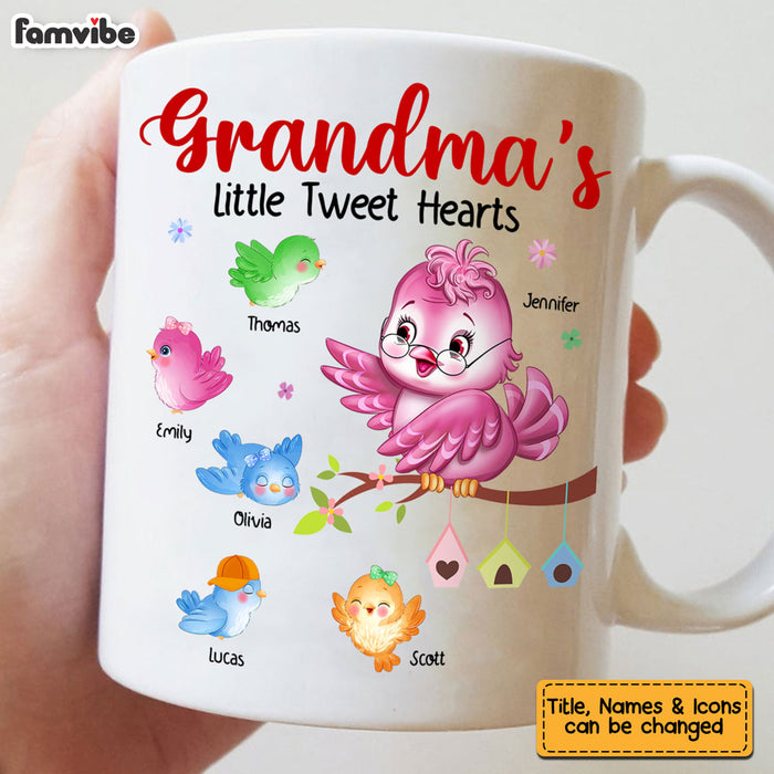 Personalized Gift For Grandma Bird Grandma's Little Tweet Heart Mug 27398 1