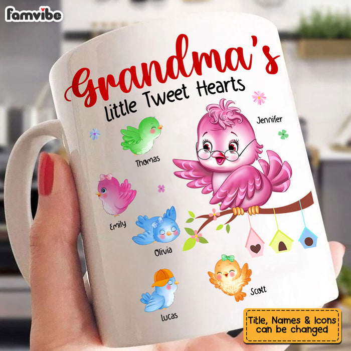 Personalized Gift For Grandma Bird Grandma's Little Tweet Heart Mug 27398 1