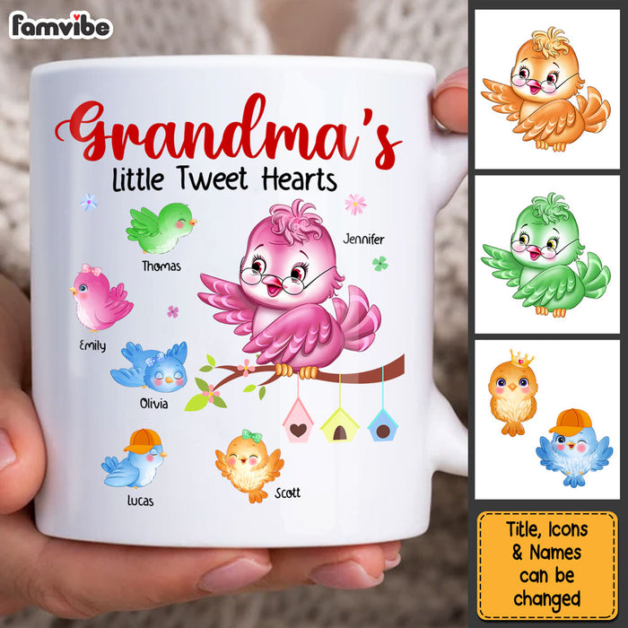 Personalized Gift For Grandma Bird Grandma's Little Tweet Heart Mug 27398 1
