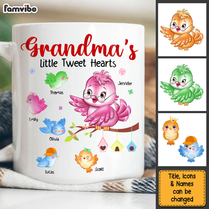 Personalized Gift For Grandma Bird Grandma's Little Tweet Heart Mug 27398 1