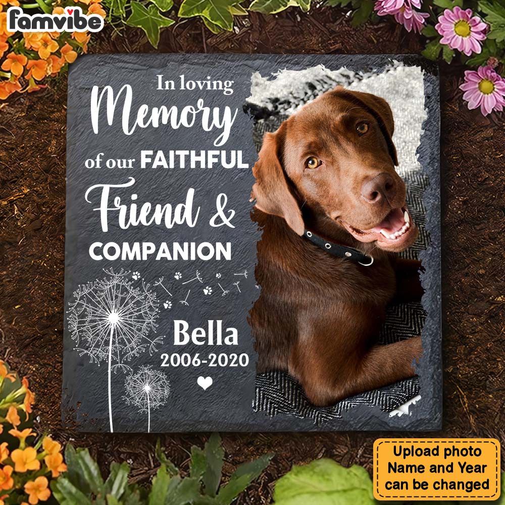 Personalized Pet Memorial Gift In Loving Memory Of Our Faithful Friend & Companion Square Memorial Stone 27408 Primary Mockup