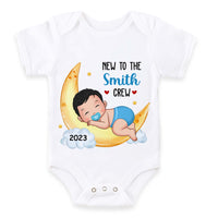 Personalized Gift For Newborn Baby New To The Crew Baby Onesie 27413 thumb 1