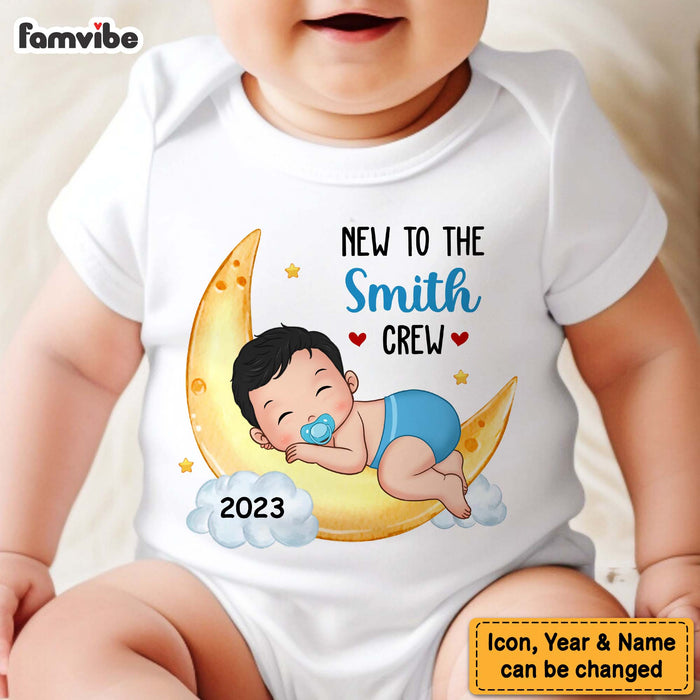 Personalized Gift For Newborn Baby New To The Crew Baby Onesie 27413 1