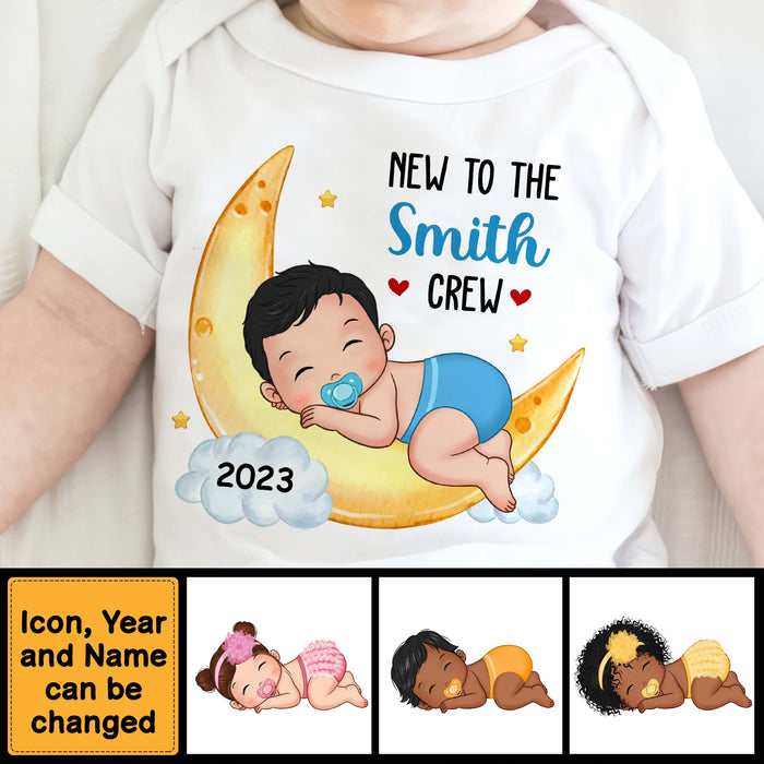 Personalized Gift For Newborn Baby New To The Crew Baby Onesie 27413 1