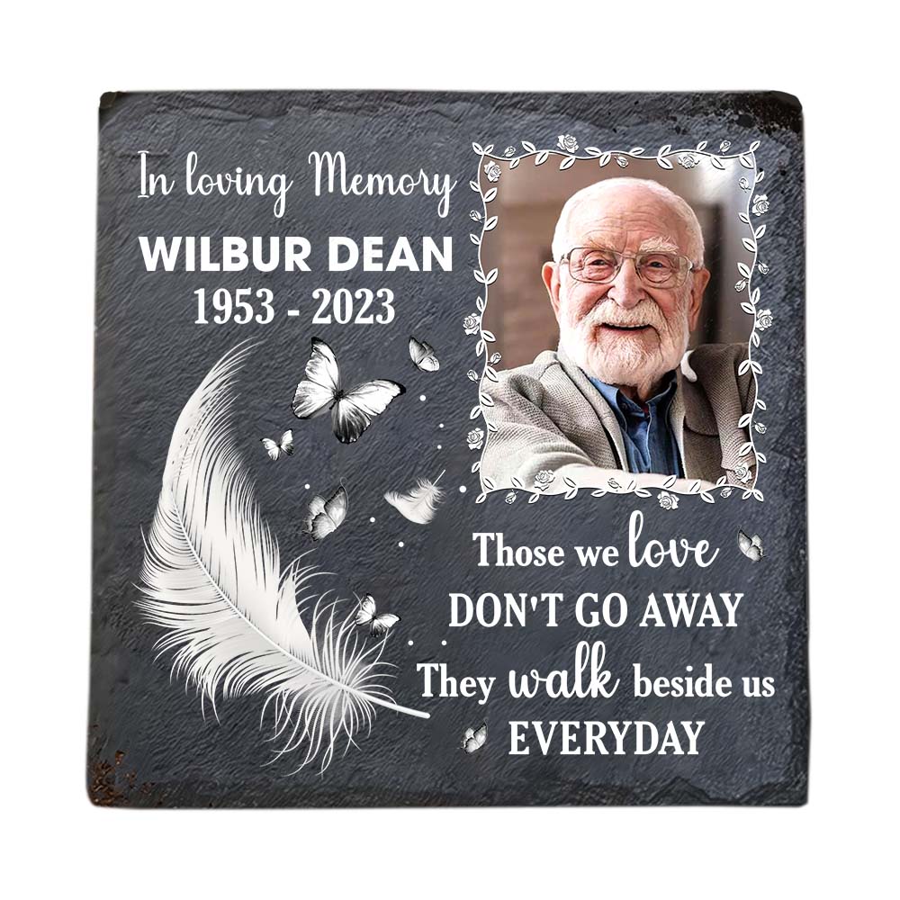 Personalized Photo Memorial Gift In Loving Memory Those We Love Don't Go Away Square Memorial Stone 27415 Primary Mockup