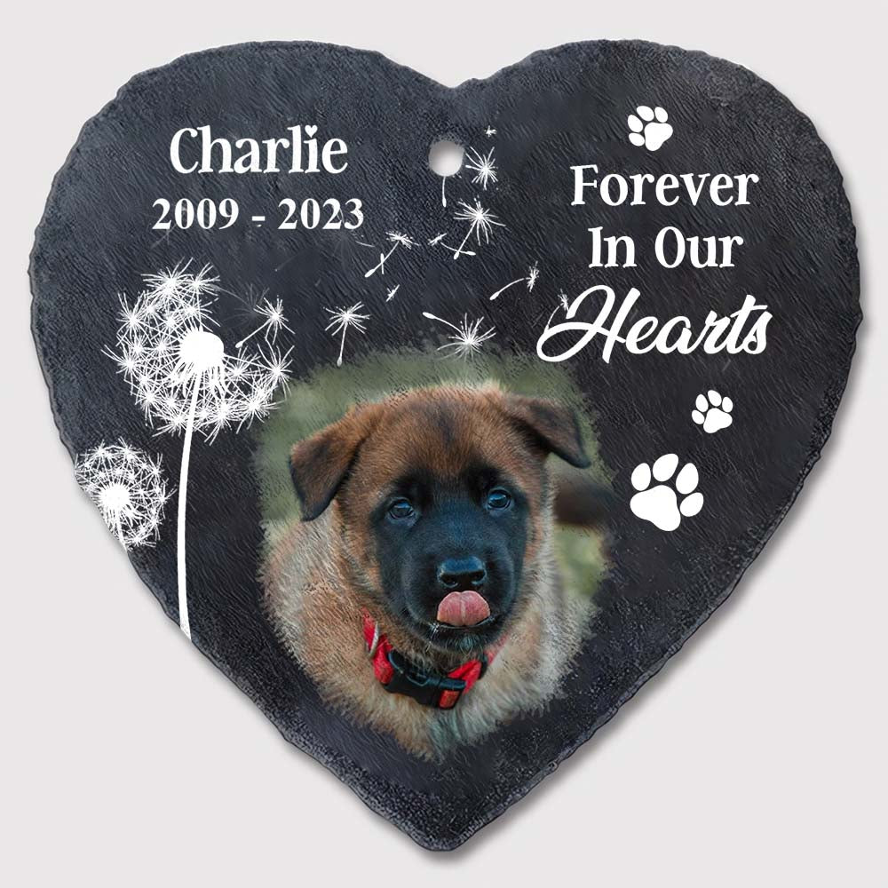 Personalized Photo Dog Memorial Gift For Loss Of Pet Forever In Our Hearts In Loving Memory Heart Memorial Slate 27416 Primary Mockup
