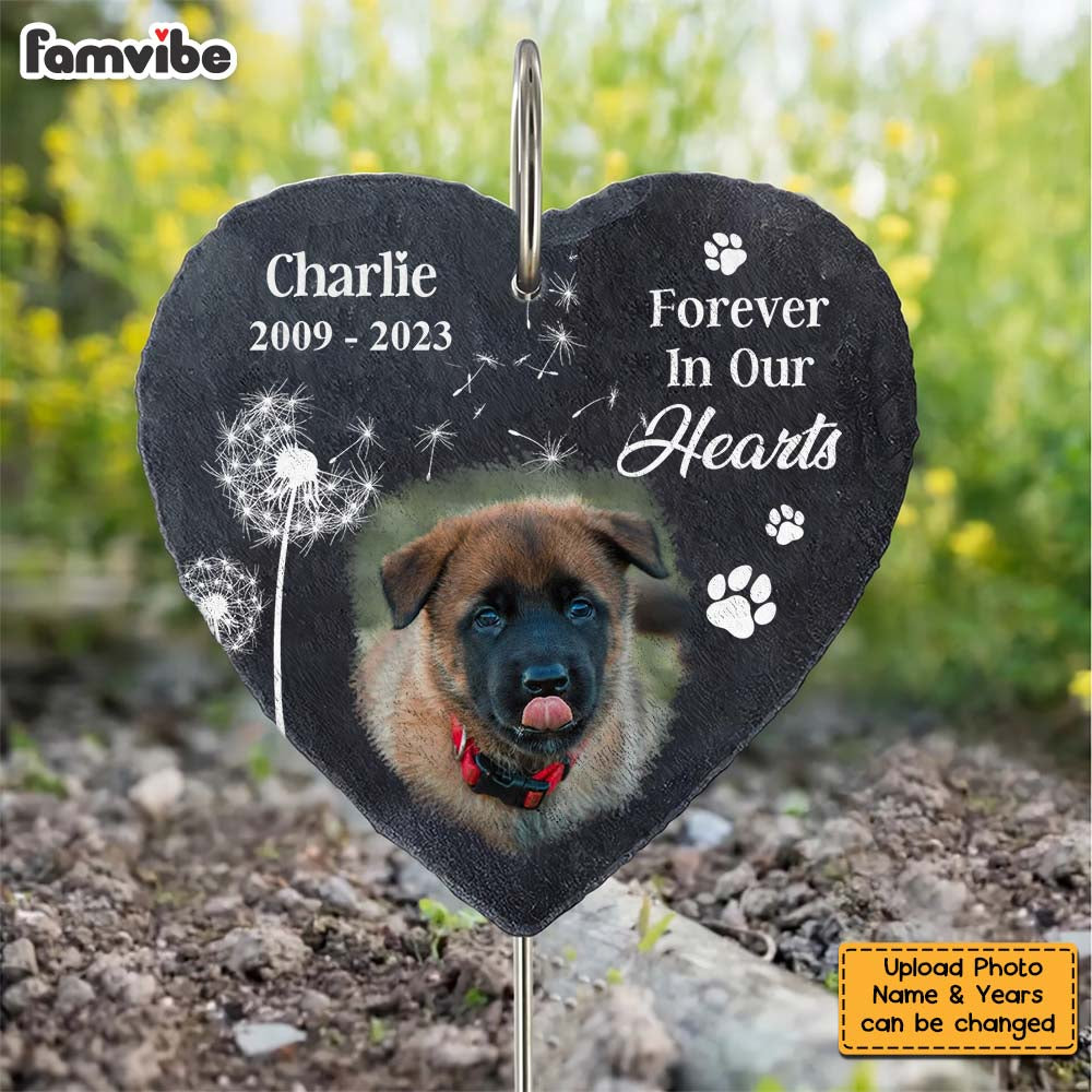 Personalized Photo Dog Memorial Gift For Loss Of Pet Forever In Our Hearts In Loving Memory Heart Memorial Slate 27416 Primary Mockup